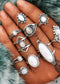 Boho Silver Rings Set Opal Alessandra
